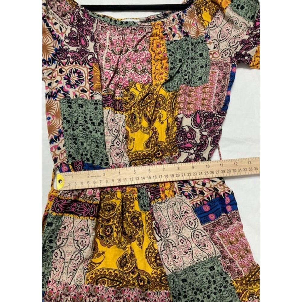 White Birch Made in USA Multicolor Patchwork Romper Women Size L - Picture 9 of 11